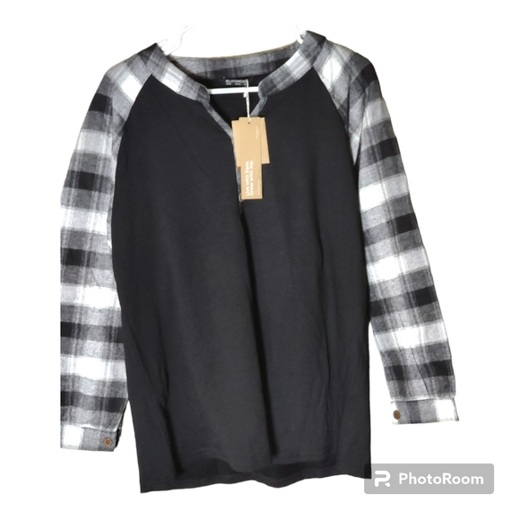 Bloomchic womens black and white henley long sleeve size 10 or us M NWT - Picture 2 of 9